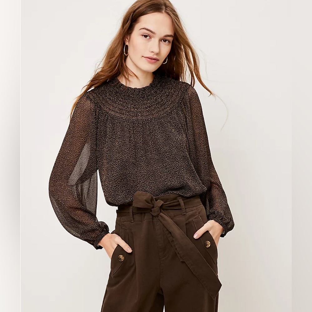 LOFT Smocked Yoke Blouse